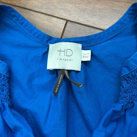 Anthropologie HD in Paris cerulean blue flutter sleeve blouse size 2 - Picture 3 of 6
